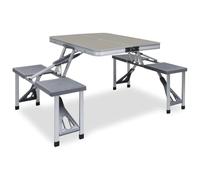 vidaXL Mesa de Camping Plegable con 4 Asientos Acero Aluminio