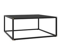 vidaXL Mesa de Centro Auxiliar Consola Mesita de Salón Lateral para Teléfono Té Café de Sofá Hogar Sala de Estar Negra con Vidrio Negro 80x80x35 cm