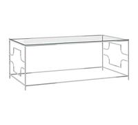 vidaXL Mesa de Centro Auxiliar Consola Mesita Salón Lateral Teléfono Té Café Sofá Hogar Sala de Estar Acero Inoxidable y Vidrio Plateada 120x60x45 cm