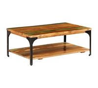 vidaXL Mesa de Centro con Estante Madera Maciza Reciclada para Decoración de Salón Comedor Hogar Plantas Objetos Marcos de Fotografías 100x60x35 cm