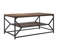 vidaXL Mesa de Café con Estante Roble Ahumado 90X50X40 cm Elegante Madera Engineered Duradera Marco de Acero para Muebles de Sala de Estar. Muebles Industriales Decoración del Hogar Rectangular