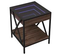 vidaXL Mesa de Centro con Infinity LED marrón Roble 40x40x49 cm, mesita de Centro, Mesa Auxiliar, Mesa de salón, mesita, mesita de sofá