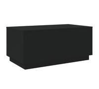 vidaXL Mesa de Centro con Luces LED, Mesita Auxiliar Decorativa Baja de Sofá, Soporte para Teléfono, Mueble para Salón Hogar, Negro
