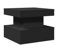 vidaXL Mesa de Centro con Luces LED, Mesita Auxiliar, Mesita de Teléfono, Mesa Rectangular para Salón Oficina, Madera de Ingeniería Negro