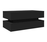 vidaXL Mesa de Centro con Luces LED, Mesita Auxiliar, Mesita de Teléfono, Mesa Rectangular para Salón Oficina, Madera de Ingeniería Negro