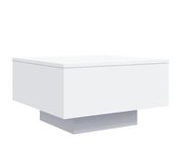vidaXL Mesa de Centro con Luces LED, Mesita Auxiliar Rectangular, Mesa Baja de Sofá Teléfono, Mesita Decorativa para Salón Hogar, Blanco