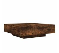 vidaXL Mesa de Centro con Luces LED, Mesita Auxiliar Rectangular, Mesa Baja de Sofá Teléfono, Mesita Decorativa para Salón Hogar, Roble Ahumado