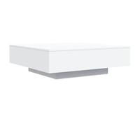 vidaXL Mesa de Centro con Luces LED, Mesita Auxiliar Rectangular, Mesa Baja de Sofá Teléfono, Mesita Decorativa para Salón Hogar, Blanco