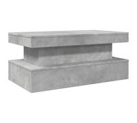 vidaXL Mesa de Centro con Luces LED, Mesita Baja de Sofá con Almacenamiento, Mueble Auxiliar de Teléfono, Decoración para Salón, Gris Hormigón
