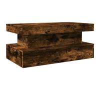 vidaXL Mesa de Centro con Luces LED, Mesita Baja de Sofá con Almacenamiento, Mueble Auxiliar de Teléfono, Decoración para Salón, Roble Ahumado