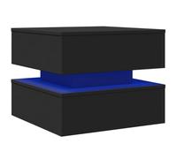 vidaXL Mesa de Centro con Luces LED, Mesita Baja de Sofá con Almacenamiento, Mueble Auxiliar de Teléfono, Decoración para Salón, Negro