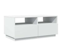 vidaXL Mesa de Centro con Luces LED, Mesita Baja de Sofá con Almacenamiento, Mueble Auxiliar de Teléfono, Decoración para Salón, Blanco