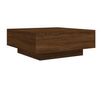 Mesa de centro con luces LED roble marrón 80x80x31 cm