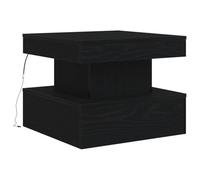 vidaXL Mesa de Centro con Luces LED Roble Negro 50x50x40 cm, mesita Decorativa