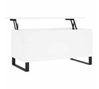 VidaXL Mesa de centro con tapa elevable, punta de sofá con patas, mueble de almacenamiento de salón, moderno, blanco madera de ingeniería