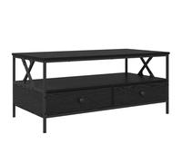 vidaXL Mesa de Centro de Madera de Roble Negro y Acero de 100 x 51 x 45 cm, Rectangular, con Acabado Texturizado, para Interiores. Tiene estantes para Almacenamiento, es fácil de Montar y Tiene un d