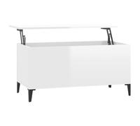 vidaXL Mesa de Centro Madera contrachapada Blanco Brillo 90x44,5x45 cm, mesita de Centro, Mesa de sofá, mesita de sofá, Mesa de salón, Mesa Auxiliar
