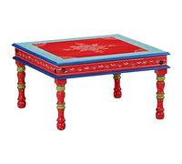 vidaXL Mesa de Centro Madera Maciza de Mango Rojo Pintada a Mano