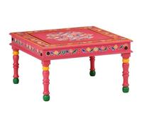 vidaXL Mesa de Centro Madera Maciza de Mango Rosa Pintada a Mano, Mesa Auxiliar, Mesa de café de Madera, Mesa de Centro, Mesa de sofá, Mesa de salón