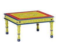 vidaXL Mesa de Centro Madera Maciza de Mango Verde Pintada a Mano