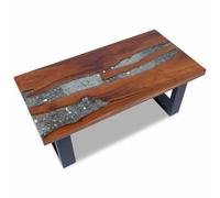vidaXL Mesa de Centro Madera Teca Resina 100x50cm Mesita Café Mesilla Auxiliar