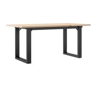 vidaXL Mesa de Centro Marco O Madera Maciza Pino y Acero 90x40x35 cm
