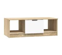 vidaXL Mesa de Centro Mesita Auxiliar Consola Lateral Salón Sofá Sala de Estar Café Muebles Mobiliario Madera Contrachapada Blanco y Roble 102x50x36cm