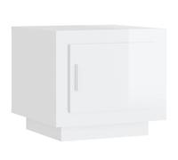 vidaXL Mesa de centro auxiliar salón de madera contrachapada blanco brillo 51x50x45 cm