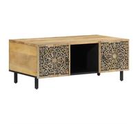 vidaXL Mesa de Centro, Mesita Baja de Sofá con Almacenamiento, Mueble Auxiliar, Decoración para Salón Hogar, Madera Maciza de Mango