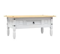 vidaXL Mesa de Centro Mesita de Sofá Mesilla de Café de Salón de Madera Tipo Corona Range Pino Mexicano Blanco 100x55x44 cm