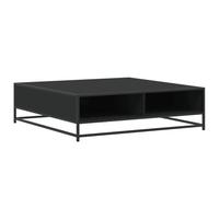 vidaXL Mesa de centro negra de madera y metal, mesa auxiliar cuadrada para sala de estar/salón, 100 x 100 x 30 cm