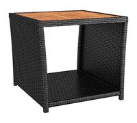 vidaXL Mesa de Centro ratán Negro y Superficie Madera Maciza Acacia