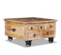 vidaXL Mesa de centro rectangular para sala de estar con exhibición de almacenamiento, sofá lateral, mesa de escritorio, muebles de madera de mango áspera