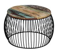 vidaXL Mesa de Centro Redonda Madera Reciclada 68x37cm Mesita Auxiliar Mesilla