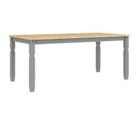 vidaXL Mesa de Comedor Corona Madera Maciza de Pino Gris 180x90x75 cm, Mesa de Cocina, Muebles de Comedor, Mesa de Comedor de Granja