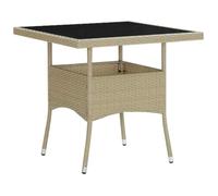 vidaXL Mesa de Comedor de Jardín Cocina Centro Consola Muebles Salón Sala de Estar Hogar Casa Interior Exterior Patio Ratán Sintético y Vidrio Beige
