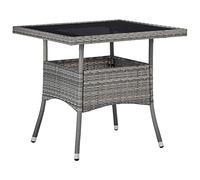 vidaXL Mesa de Comedor de Jardín Mueble de Patio Terraza Comedor de Exterior Mesita Porche Vidrio Cristal y Poli Ratán PE Sintético Negro