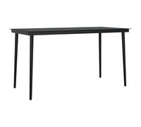 vidaXL Mesa de Comedor de Jardín Salón Sala de Estar Muebles Mobiliario Soporte Exterior Cocina Duradera Estable Acero y Vidrio Negra 140x70x74 cm