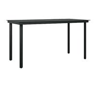 vidaXL Mesa de Comedor de Jardín Salón Sala de Estar Muebles Mobiliario Soporte Exterior Cocina Duradera Estable Acero y Vidrio Negra 140x70x74 cm