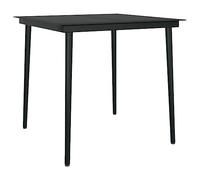 vidaXL Mesa de Comedor de Jardín Salón Sala de Estar Muebles Mobiliario Soporte Exterior Cocina Duradera Estable Acero y Vidrio Negra 80x80x74 cm