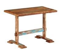 vidaXL Mesa de comedor de madera maciza reciclada, mesa de cocina única hecha a mano de 43.3 x 21.7 pulgadas, mesa rectangular marrón ecológica con patas de madera estables para el comedor del hogar