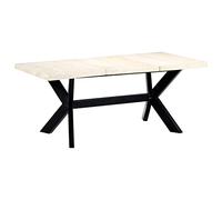 vidaXL Mesa de Comedor Mobiliario Hogar Práctica Funcional Muebles Interiores Diseño Clásico Elegante Duradera Blanca 180x90x75cm Madera Maciza Mango