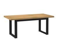 Mesa de Comedor de Madera de Pino Macizo NOAIN - 180x90x75 cm, Patas en Forma de U, Natural/Negro