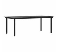 vidaXL Mesa de Comedor Salón Sala de Estar Muebles Mobiliario Soporte Exterior Cocina Duradera Estable para Jardín Acero y Vidrio Negro 200x100x74 cm