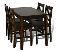 vidaXL Mesa de comedor y 4 sillas madera marrón