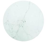 vidaXL Mesa de cristal templado blanco de 30 x 0,8 cm con diseño de mármol