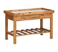 vidaXL Mesa de Cultivo de Jardín Tablero de Zinc Macetas con Estante Guardar Tierra Herramientas Usos Decorativos Madera Maciza de Acacia