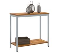 vidaXL Mesa de Exterior con Estante Natural y Gris 80 x 35 x 75 cm, Mesa Rectangular Moderna para jardín y terraza, Muebles de Patio, Ideal para balcón y Uso en el Patio