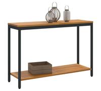vidaXL Mesa de Exterior con Estante Natural y Negro 110 x 35 x 75 cm, Muebles Modernos para jardín y terraza, Mesa de Acacia Resistente, Consola Rectangular para Exterior