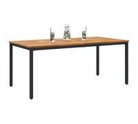 vidaXL Mesa de Exterior Natural y Negro 180 x 90 x 75 cm, Mesa de Madera de Acacia, Muebles Modernos para jardín, solución de Comedor Resistente para Exterior y Relax